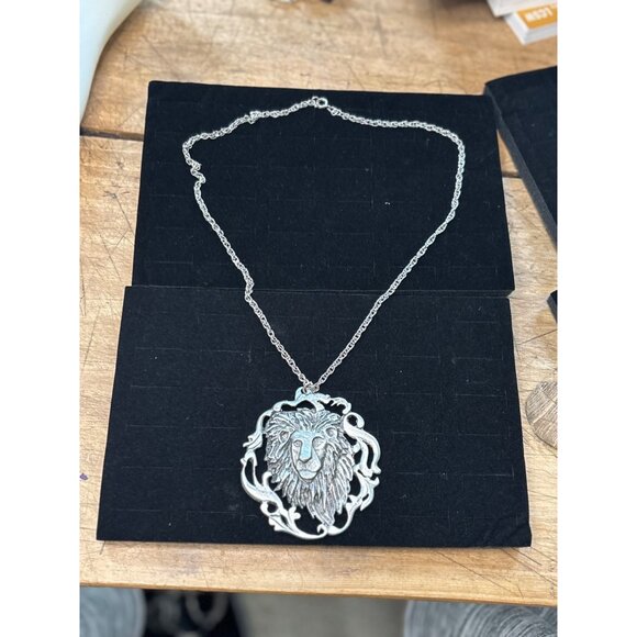 Lion Head Pendant Necklace In Silver-Tone Metal With Intricate Detailing & Chain - Picture 13 of 13
